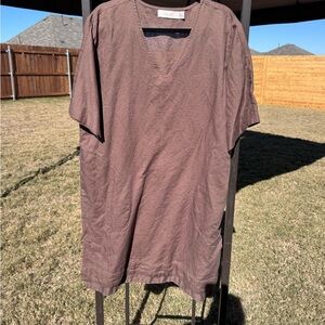 Elegant Brown Midi Linen Dress